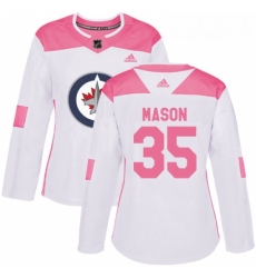 Womens Adidas Winnipeg Jets 35 Steve Mason Authentic WhitePink Fashion NHL Jersey 