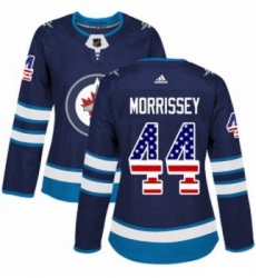 Womens Adidas Winnipeg Jets 44 Josh Morrissey Authentic Navy Blue USA Flag Fashion NHL Jersey 