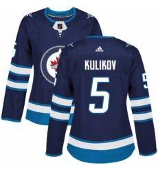 Womens Adidas Winnipeg Jets 5 Dmitry Kulikov Authentic Navy Blue Home NHL Jersey 