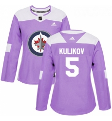 Womens Adidas Winnipeg Jets 5 Dmitry Kulikov Authentic Purple Fights Cancer Practice NHL Jersey 