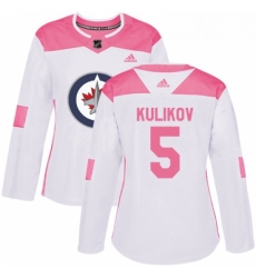 Womens Adidas Winnipeg Jets 5 Dmitry Kulikov Authentic WhitePink Fashion NHL Jersey 
