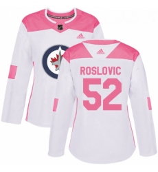 Womens Adidas Winnipeg Jets 52 Jack Roslovic Authentic WhitePink Fashion NHL Jersey 