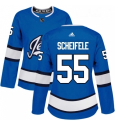 Womens Adidas Winnipeg Jets 55 Mark Scheifele Authentic Blue Alternate NHL Jersey 