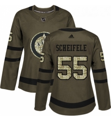 Womens Adidas Winnipeg Jets 55 Mark Scheifele Authentic Green Salute to Service NHL Jersey 