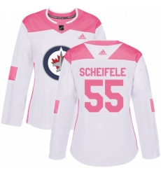 Womens Adidas Winnipeg Jets 55 Mark Scheifele Authentic WhitePink Fashion NHL Jersey 