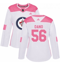 Womens Adidas Winnipeg Jets 56 Marko Dano Authentic WhitePink Fashion NHL Jersey 