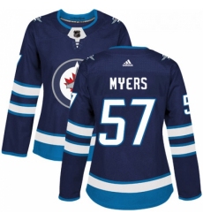 Womens Adidas Winnipeg Jets 57 Tyler Myers Authentic Navy Blue Home NHL Jersey 