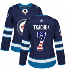 Womens Adidas Winnipeg Jets 7 Keith Tkachuk Authentic Navy Blue USA Flag Fashion NHL Jersey 
