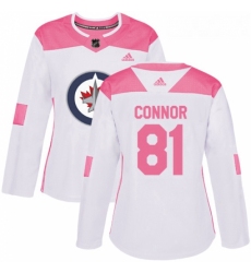 Womens Adidas Winnipeg Jets 81 Kyle Connor Authentic WhitePink Fashion NHL Jersey 