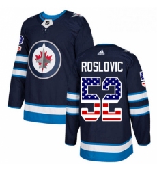 Youth Adidas Winnipeg Jets 52 Jack Roslovic Authentic Navy Blue USA Flag Fashion NHL Jersey 