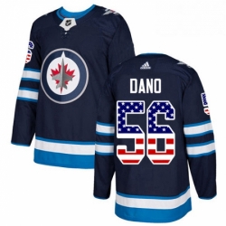 Youth Adidas Winnipeg Jets 56 Marko Dano Authentic Navy Blue USA Flag Fashion NHL Jersey 