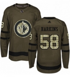 Youth Adidas Winnipeg Jets 58 Jansen Harkins Authentic Green Salute to Service NHL Jersey 
