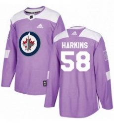 Youth Adidas Winnipeg Jets 58 Jansen Harkins Authentic Purple Fights Cancer Practice NHL Jersey 