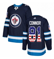 Youth Adidas Winnipeg Jets 81 Kyle Connor Authentic Navy Blue USA Flag Fashion NHL Jersey 
