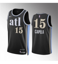 Men Atlanta Hawks 15 Clint Capela 2023 24 Black City Edition Stitched Basketball Jersey