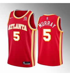Men Atlanta Hawks 5 Dejounte Murray Red Stitched Jersey