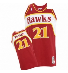 Mens Adidas Atlanta Hawks 21 Dominique Wilkins Authentic Red Throwback NBA Jersey