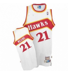 Mens Adidas Atlanta Hawks 21 Dominique Wilkins Authentic White Throwback NBA Jersey