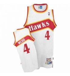 Mens Adidas Atlanta Hawks 4 Spud Webb Authentic White Throwback NBA Jersey
