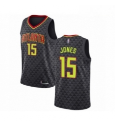 Mens Atlanta Hawks 15 Damian Jones Authentic Black Basketball Jersey Icon Edition 