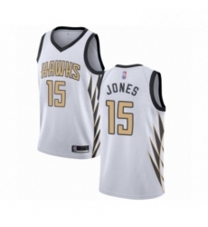 Mens Atlanta Hawks 15 Damian Jones Authentic White Basketball Jersey City Edition 