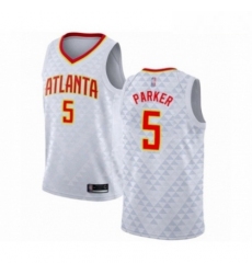 Mens Atlanta Hawks 5 Jabari Parker Authentic White Basketball Jersey Association Edition 