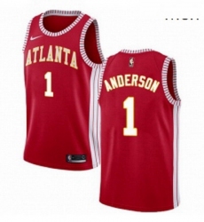 Mens Nike Atlanta Hawks 1 Justin Anderson Authentic Red NBA Jersey Statement Edition 