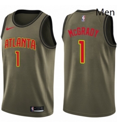 Mens Nike Atlanta Hawks 1 Tracy Mcgrady Swingman Green Salute to Service NBA Jersey