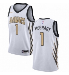 Mens Nike Atlanta Hawks 1 Tracy Mcgrady Swingman White NBA Jersey City Edition