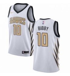 Mens Nike Atlanta Hawks 10 Mike Bibby Swingman White NBA Jersey City Edition