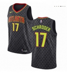 Mens Nike Atlanta Hawks 17 Dennis Schroder Authentic Black Road NBA Jersey Icon Edition 