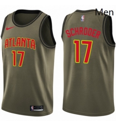 Mens Nike Atlanta Hawks 17 Dennis Schroder Swingman Green Salute to Service NBA Jersey 