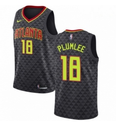 Mens Nike Atlanta Hawks 18 Miles Plumlee Swingman Black Road NBA Jersey Icon Edition 