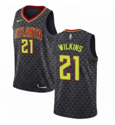 Mens Nike Atlanta Hawks 21 Dominique Wilkins Authentic Black Road NBA Jersey Icon Edition