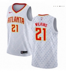 Mens Nike Atlanta Hawks 21 Dominique Wilkins Authentic White NBA Jersey Association Edition