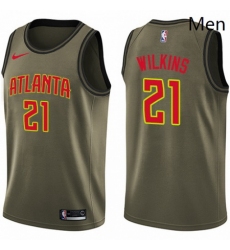 Mens Nike Atlanta Hawks 21 Dominique Wilkins Swingman Green Salute to Service NBA Jersey
