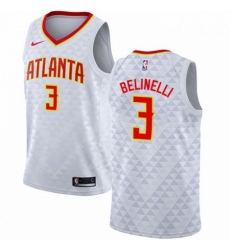 Mens Nike Atlanta Hawks 3 Marco Belinelli Authentic White NBA Jersey Association Edition 