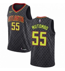 Mens Nike Atlanta Hawks 55 Dikembe Mutombo Authentic Black Road NBA Jersey Icon Edition 