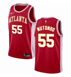 Mens Nike Atlanta Hawks 55 Dikembe Mutombo Authentic Red NBA Jersey Statement Edition 