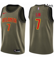 Mens Nike Atlanta Hawks 7 Jeremy Lin Swingman Green Salute to Service NBA Jersey 
