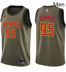 Mens Nike Atlanta Hawks 95 DeAndre Bembry Swingman Green Salute to Service NBA Jersey