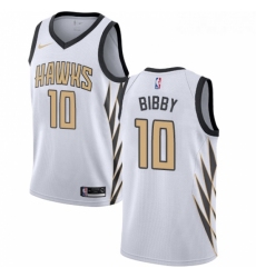 Womens Nike Atlanta Hawks 10 Mike Bibby Swingman White NBA Jersey City Edition