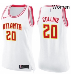 Womens Nike Atlanta Hawks 20 John Collins Swingman WhitePink Fashion NBA Jersey 