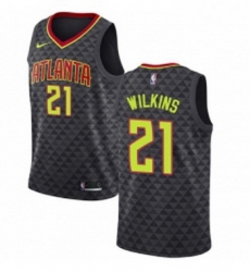 Womens Nike Atlanta Hawks 21 Dominique Wilkins Authentic Black Road NBA Jersey Icon Edition