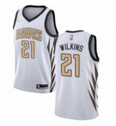 Womens Nike Atlanta Hawks 21 Dominique Wilkins Swingman White NBA Jersey City Edition