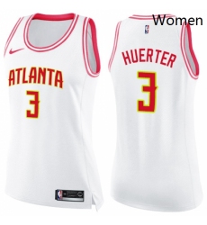 Womens Nike Atlanta Hawks 3 Kevin Huerter Swingman White Pink Fashion NBA Jersey 