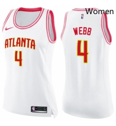 Womens Nike Atlanta Hawks 4 Spud Webb Swingman WhitePink Fashion NBA Jersey