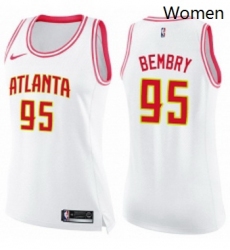 Womens Nike Atlanta Hawks 95 DeAndre Bembry Swingman WhitePink Fashion NBA Jersey