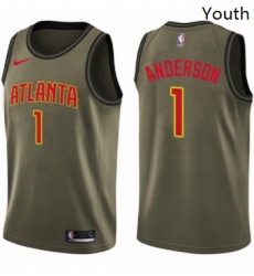 Youth Nike Atlanta Hawks 1 Justin Anderson Swingman Green Salute to Service NBA Jersey 
