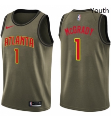 Youth Nike Atlanta Hawks 1 Tracy Mcgrady Swingman Green Salute to Service NBA Jersey